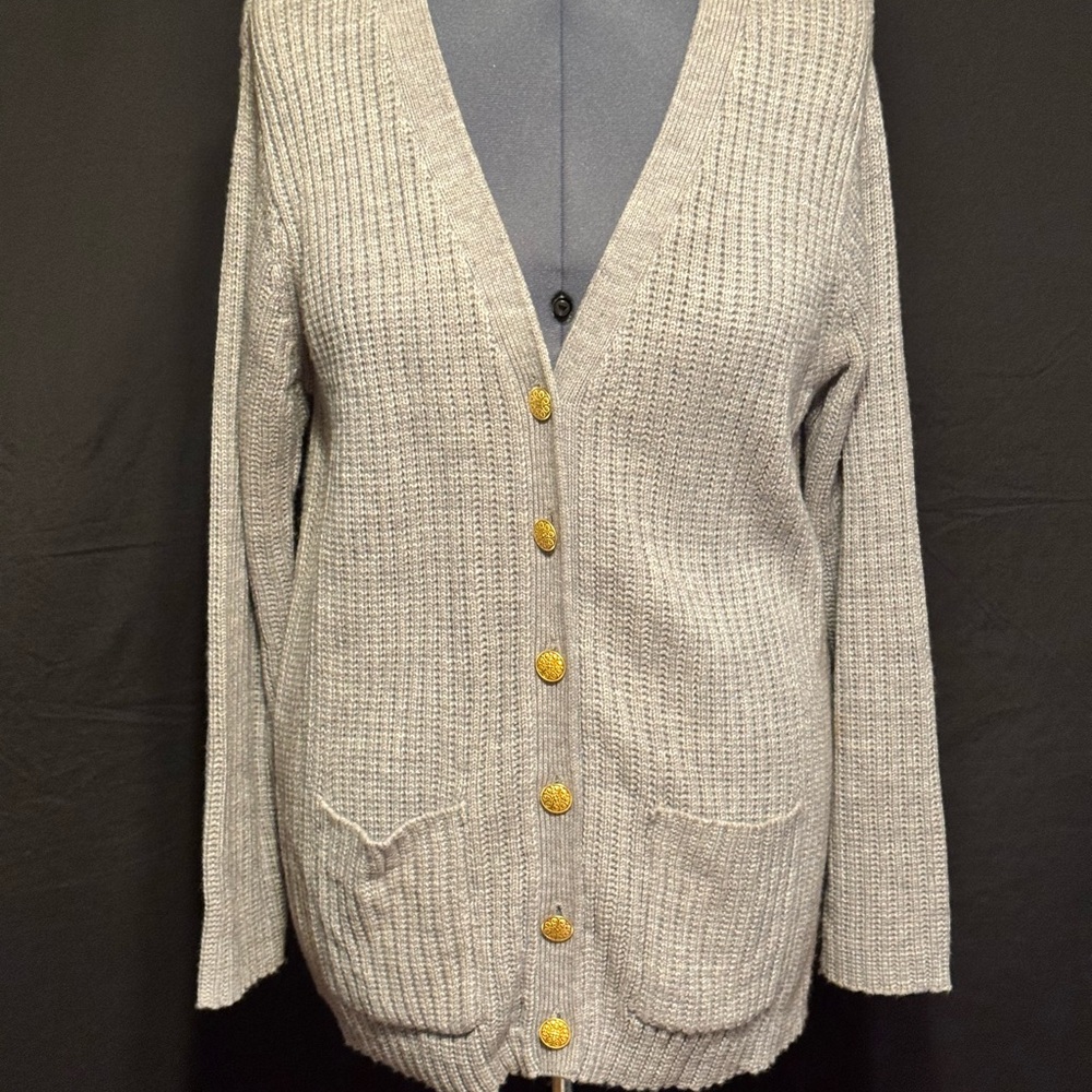 Gray Button-Up Women's Cardigan